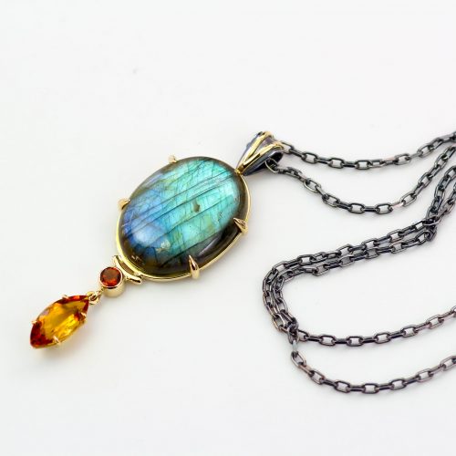 Oval Labradorite and Citrine Necklace