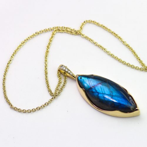 Marquise Labradorite and Diamond necklace